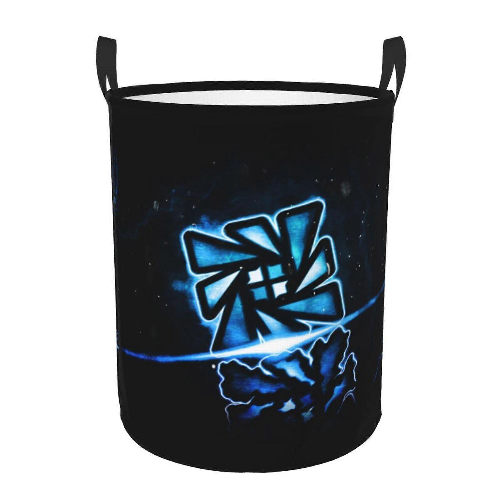 Geometry Dash 3d Graphic Flame Laundry Basket Fire Flame Clothes Hamper Storage With Handle-SYS28884
