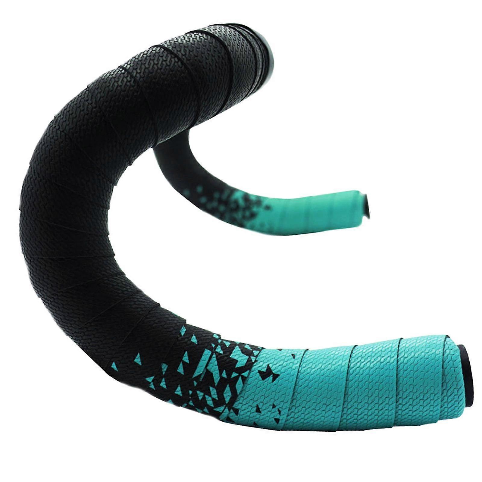 Bike Handlebar Tape Anti-Vibration Handle Wrap Belt w/ End Plug Black Cyan