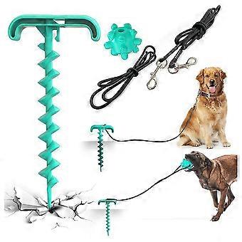 Attachment Lines For Dog Leash With Dog Ball Chew Toy Stainless Steel Ground Anchor With Tear-resistant Leash For Outdoors, In The Yard And Camping