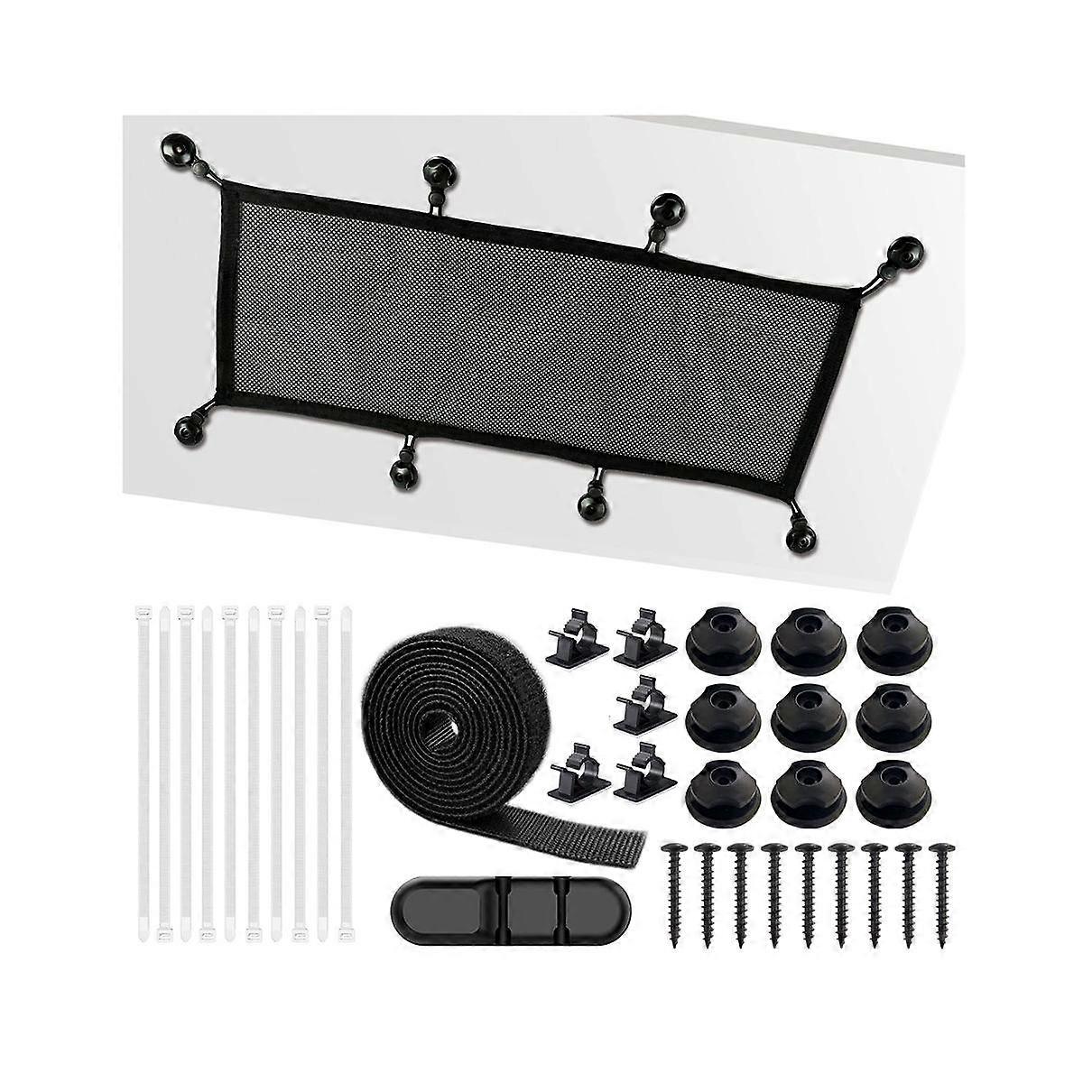 Kabelmanagement-Netz unter Schreibtisch-Kit, Schreibtisch-Kabel-Management-Kabel-Organizer, unsichtbarer Kabel-Hider Mes Schwarz