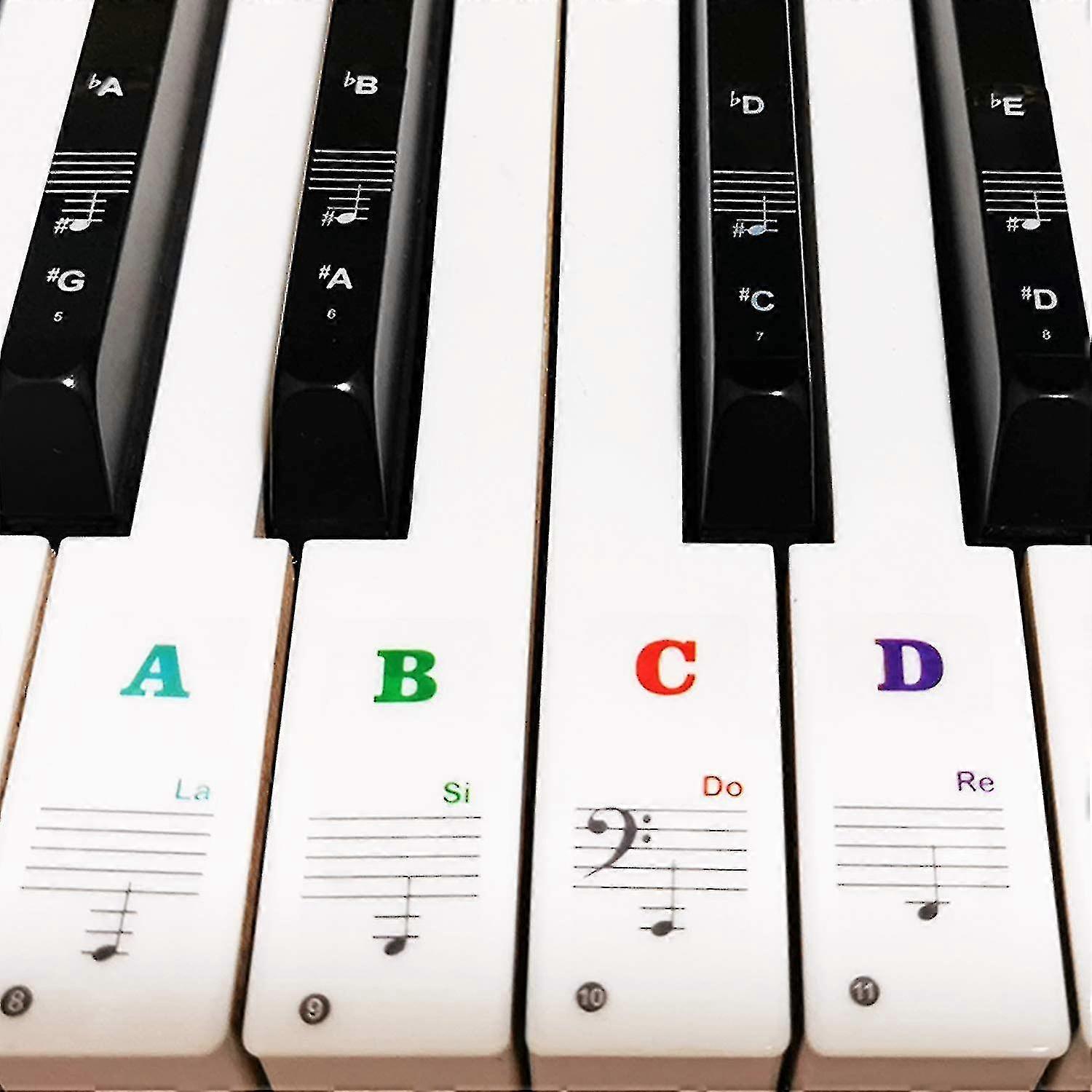 Piano Keyboard Stickers For 88/61/54/49/37 Key, Bold Large Letter Piano Stickers For Learning, Removable Piano Keyboard