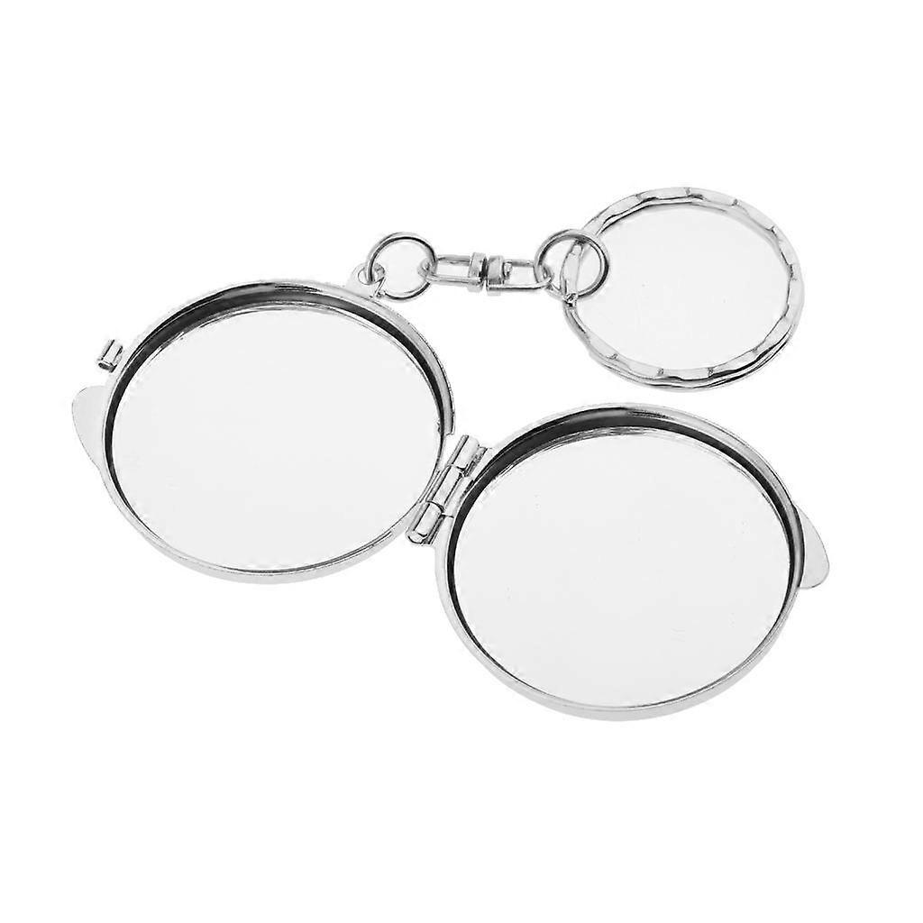 2x 2x Mini Round Makeup Mirror Portable Compact  Cosmetic Mirror Key