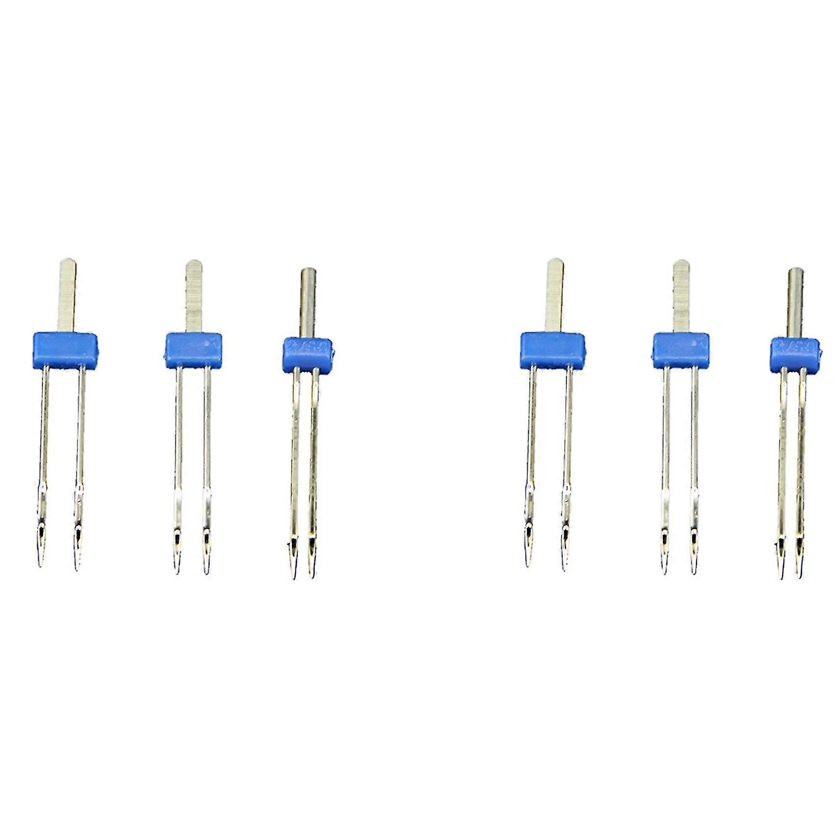 6 X Double Twin Needles Pins Sewing Machine Size 2.0/90,3.0/90,4.0/90 Set(blue)