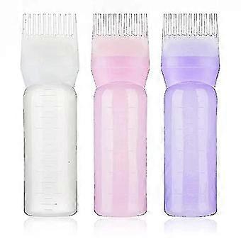 3pcs Root Comb Applicator Bottle Empty Hair Color Bottle Dispensing Refillable Hair Dye Coloring Bottles