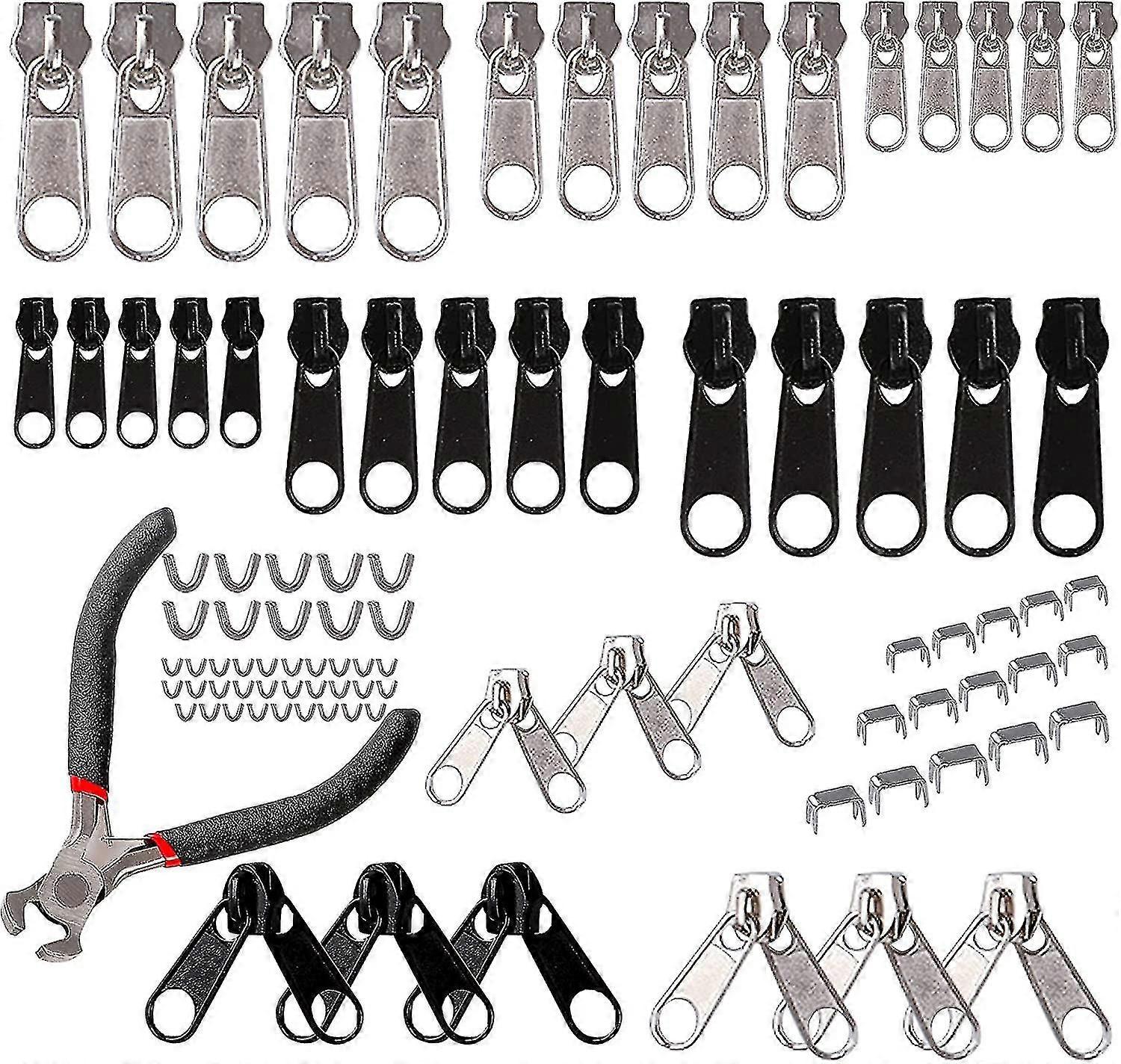 85 قطعة من مجموعة إصلاح السحاب 3 مم ، 5 مم ، 8 مم سحاب معدني استبدال مجموعة السحاب