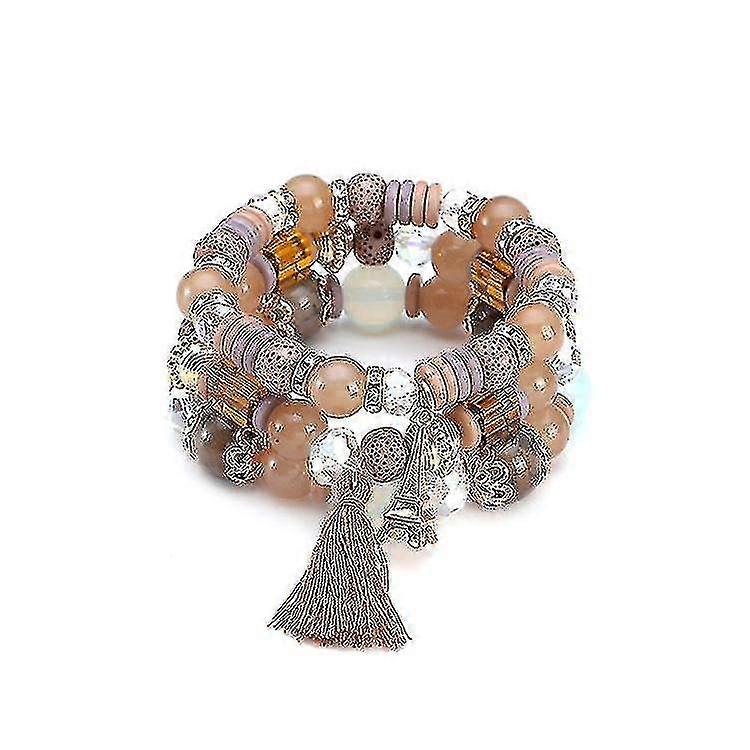 Bohemian Beaded Bracelet Multiple Detachable Tassel Cord Bracelet