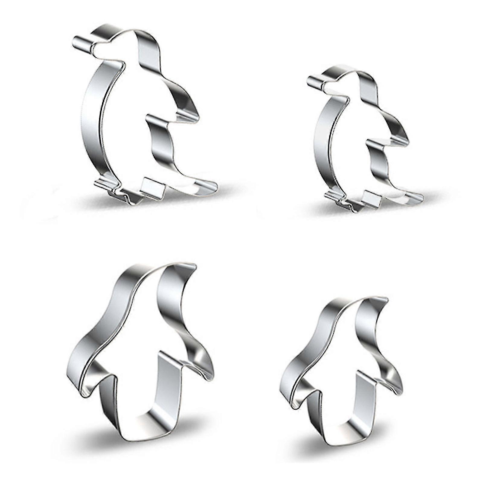 4 قطع قواطع كوكي الفولاذ المقاوم للصدأ مادة البطريق على شكل أدوات الخبز