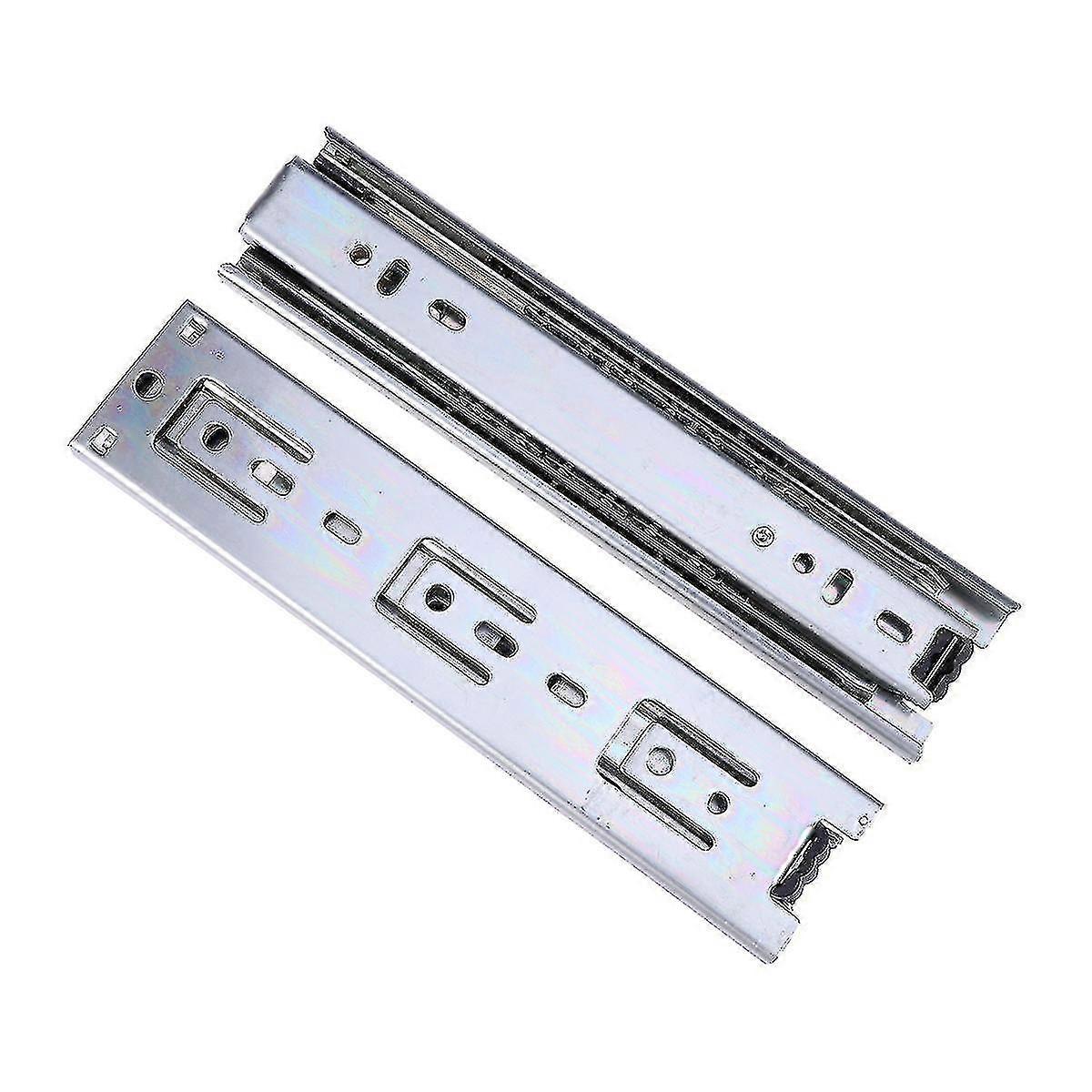 2pcs Small Drawer Slides 8 Inches 200mm Steel Ball Bearing Slider Cabinet Rails 3 Parts Removed Rail Track For Drawer Mini Rails (Silver)