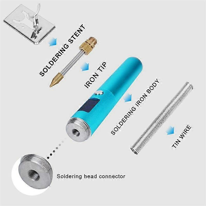 High-Power Cordless Soldering Iron Rechargeable Soldering Iron Portable Removable Battery with LED