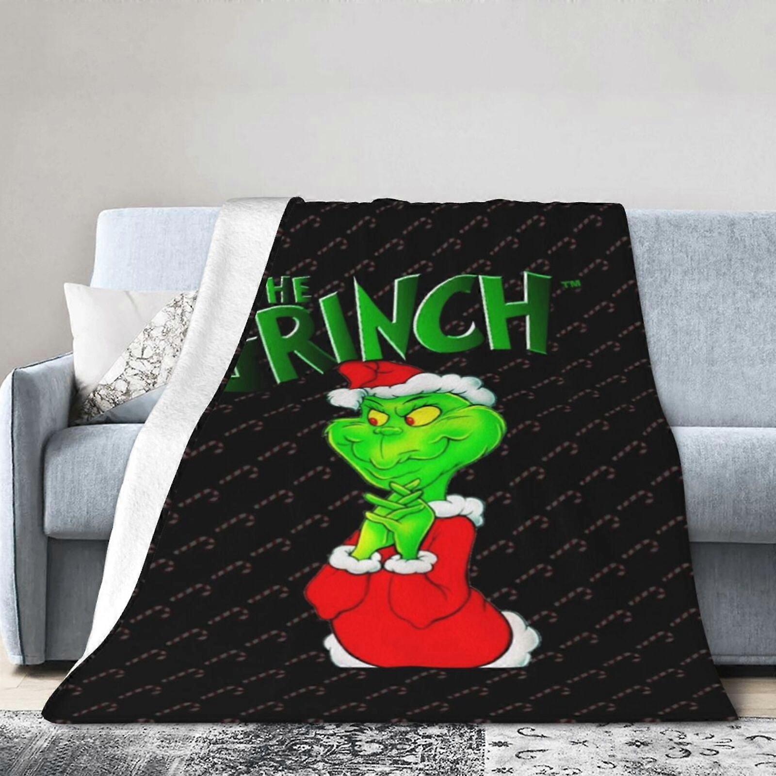 Grinch Flannel Blanket 3d Printing Anime Throw Blanket Unisex Super Soft Plush Blanket For Bedding Sofa 40&quot;X30&quot-KDE33675