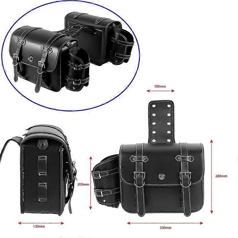 1 זוג אופנוע תיקי אוכף עם מחזיק כוסות מכנסיים תיקי צד אחוריים אחסון מזוודות עור PU קיבולת גדולה עמיד למים
