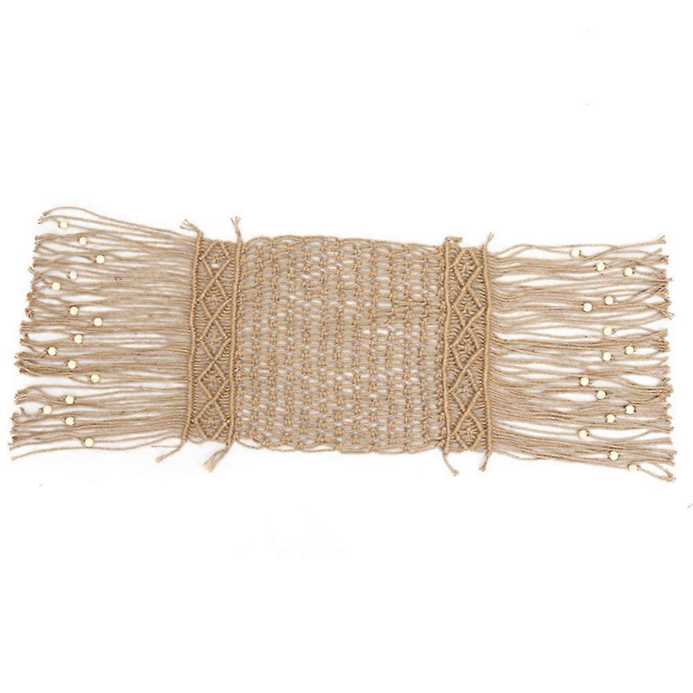 Bohemian cotton rope woven table runner macaroon coaster 43in