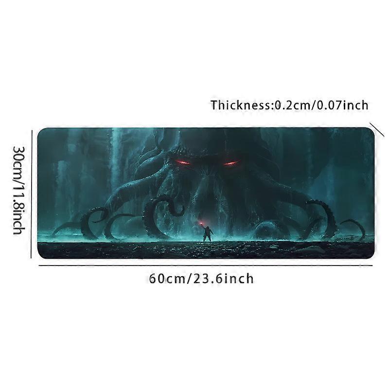 Large Cthulhu Gaming Mouse Pad - Non-Slip Rubber Base - Stitched Edge - 31.5 x 15.7 inches - Perfect for Work, Game, Office, and Home Use