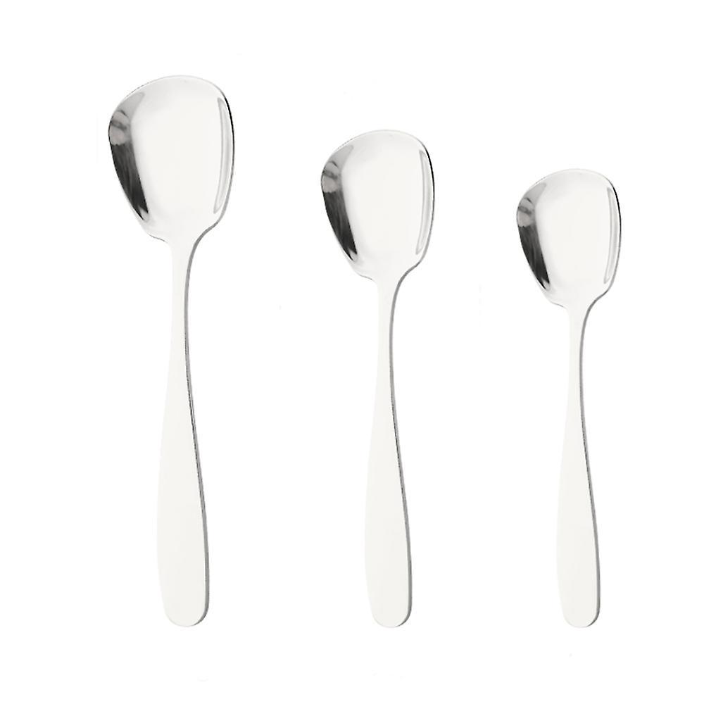 Stainless Steel Flat Spoons Dinnerware 3Pcs Set For Soup Stirring Spoon Flatware Kitchen Accessories