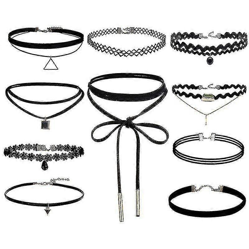 Collana girocollo da 10 pezzi nero classico in velluto stretch gotico tattoo collana