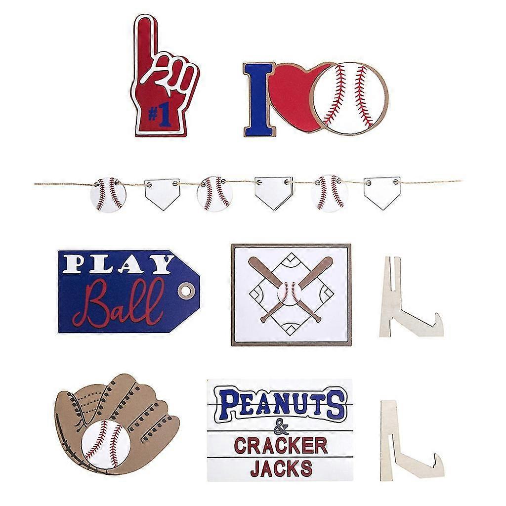 Baseball Tiered Tray Set Home Party Decorative Mini Wood Sign Baseball Family Baseball Game Tiered Tray Ornament set
