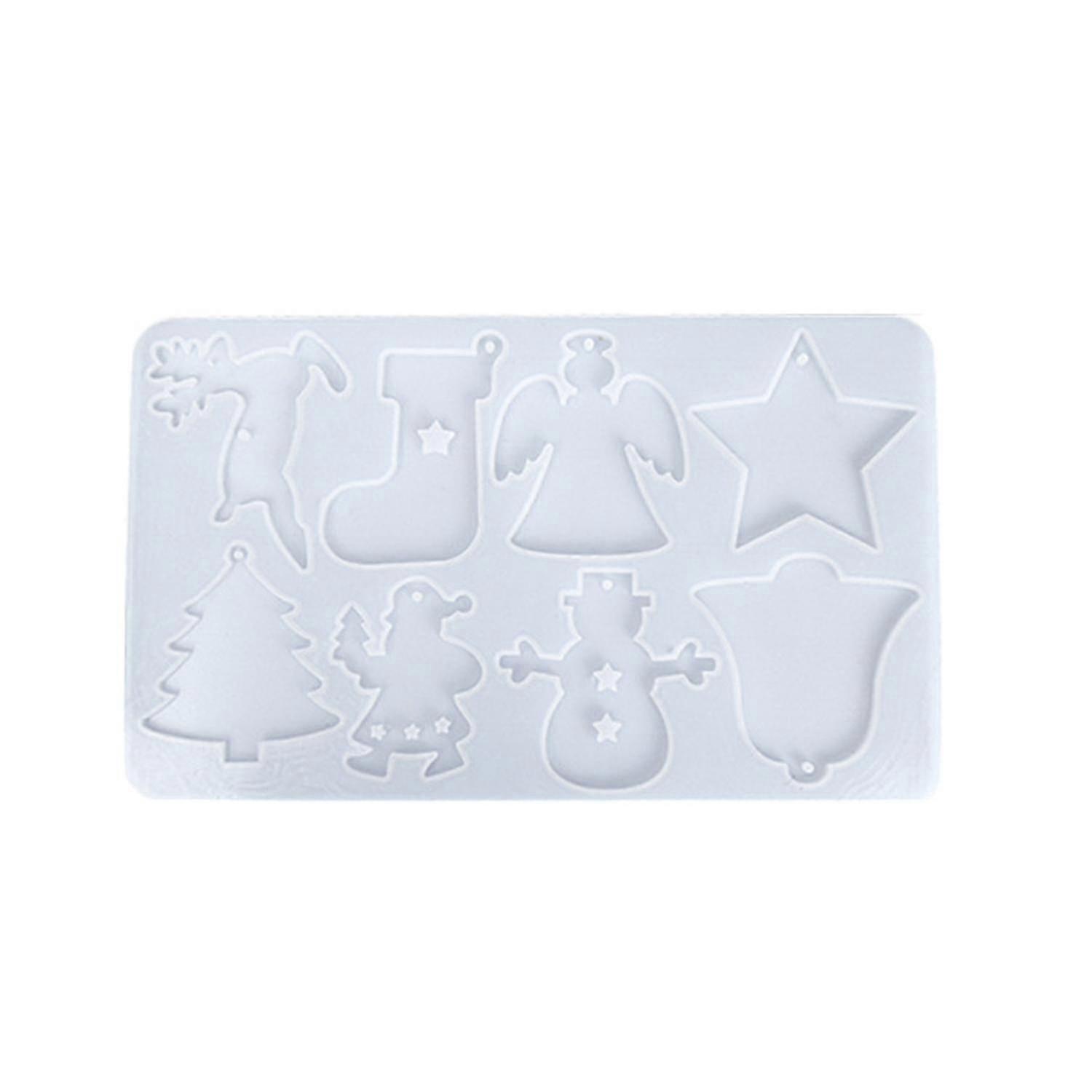 Resin Craft Mold Christmas Themed Easy to Release Transparent Elk Pendant Resin Casting Mold for Wal