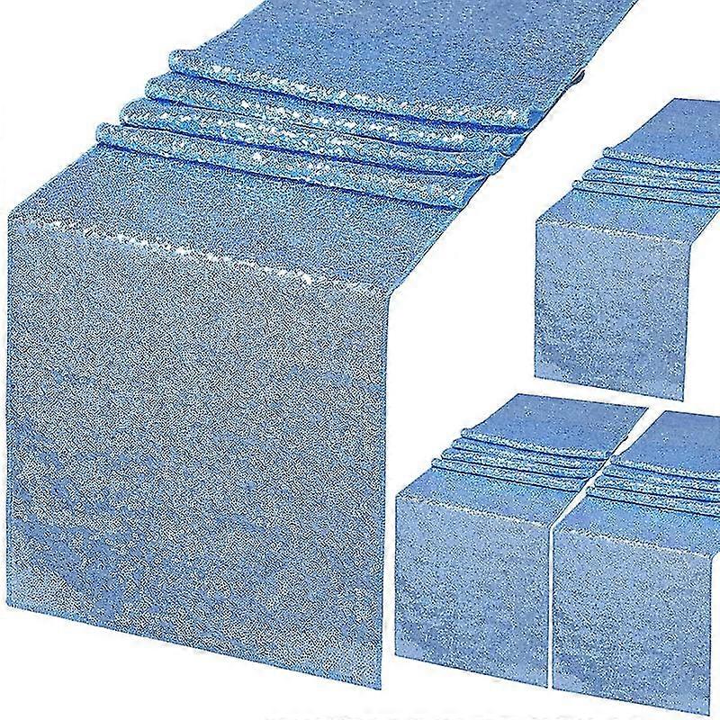 Sequin Table Runner Light Blue Glitter Runner For Rectangle