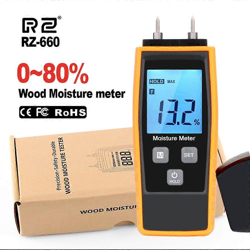 RZ660 0-80% Two Pins Digital Wood Moisture Meter Wood Humidity Tester Hygrometer Timber Damp Detector LCD Display Wood Working-RZ660