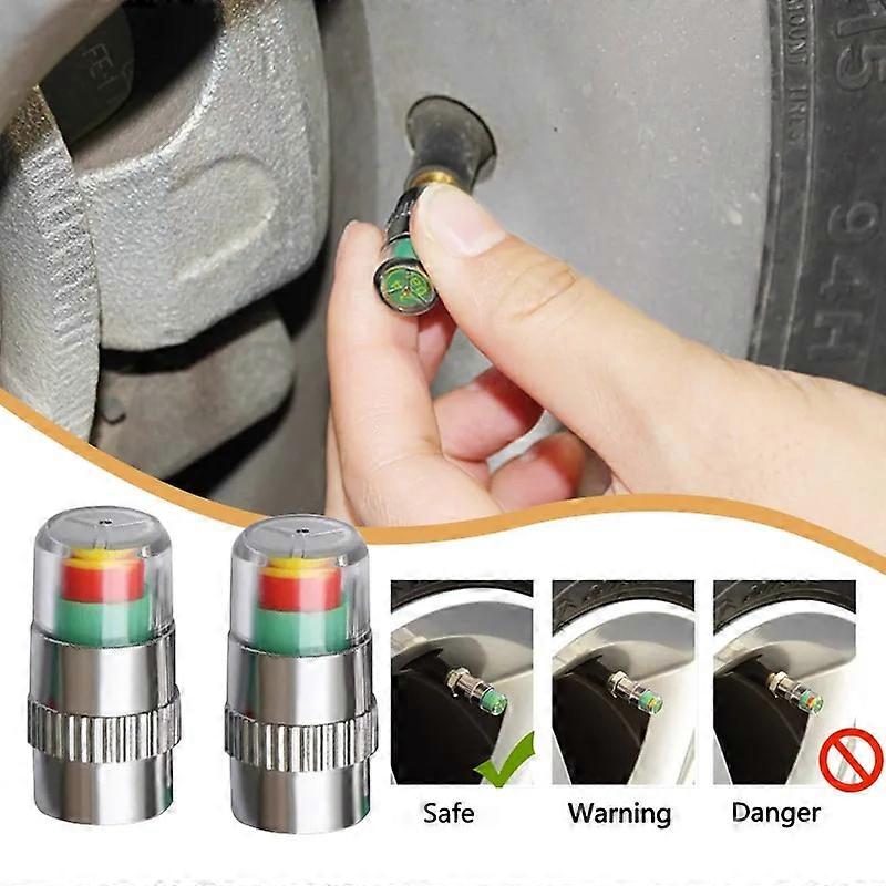 2/4pcs Car Tire Pressure Indicator Tire Pressure Gauge Indicator Alert Monitoring Valve Cap Sensor External Valve Detection