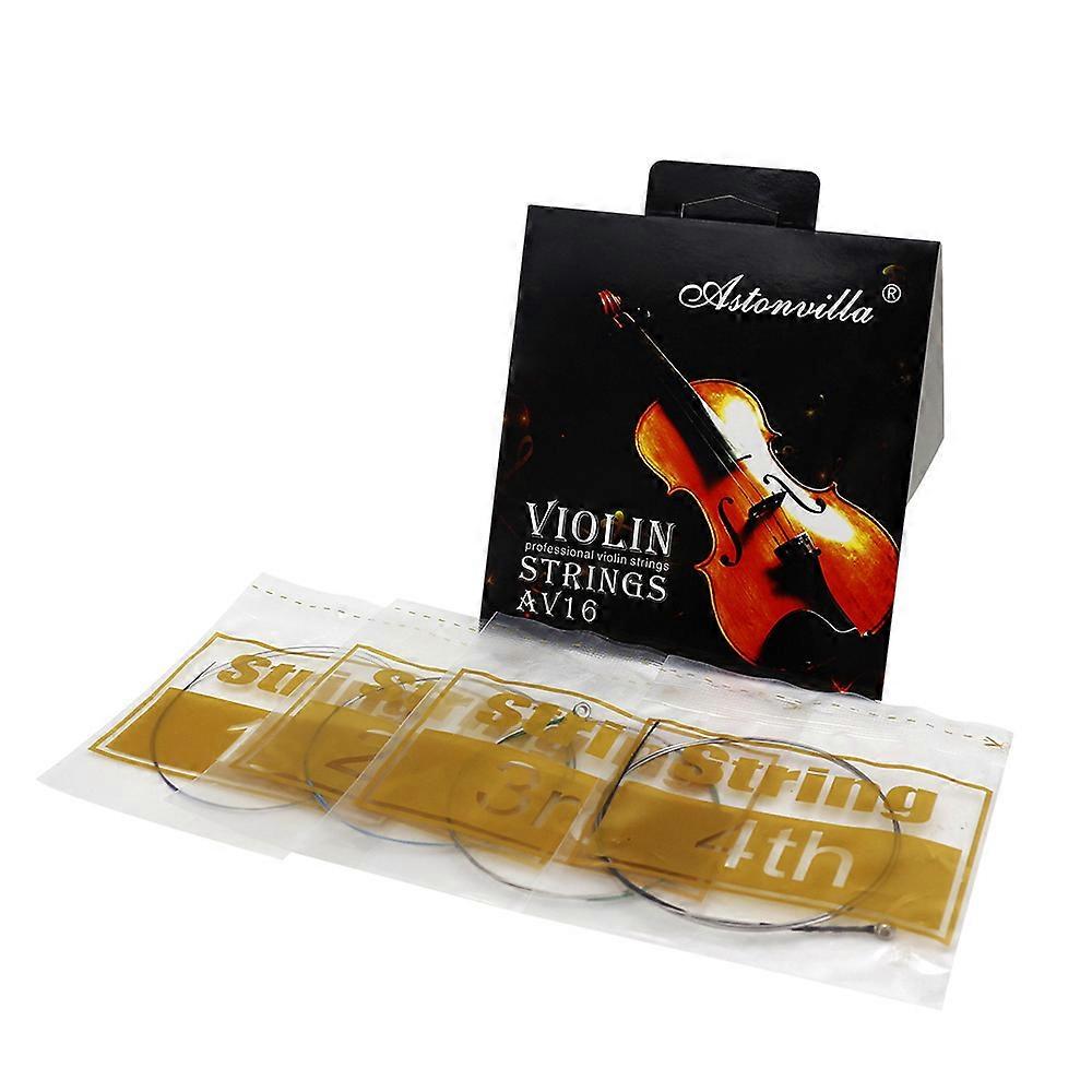 Universal Violin Fiddle String Strings Full Set (E-A-D-G) Stahlkern Neusilber gewickelt mit vernickeltem Kugelkopf für 4/4 3/4 1/2 1/4 1/8 Violinen