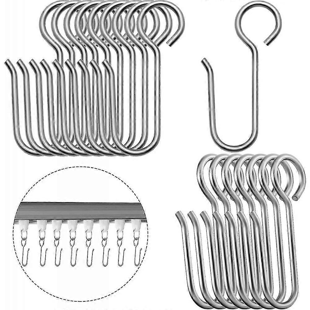 120 Pieces Curtain Track Hooks Metal Curtain Hooks Drapes Curtain Wire Hooks Stainless Steel Small S Hooks For Ceiling Track BUW