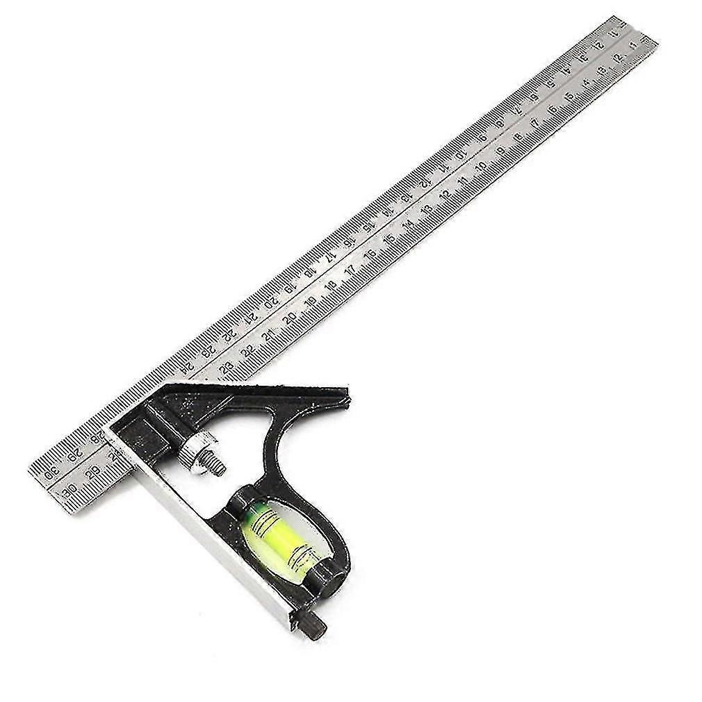300mm Adjustable Combination Square Angle Ruler 45 / 90 Degree With Bubble Level Multifunctional Gauge Measuring Tools