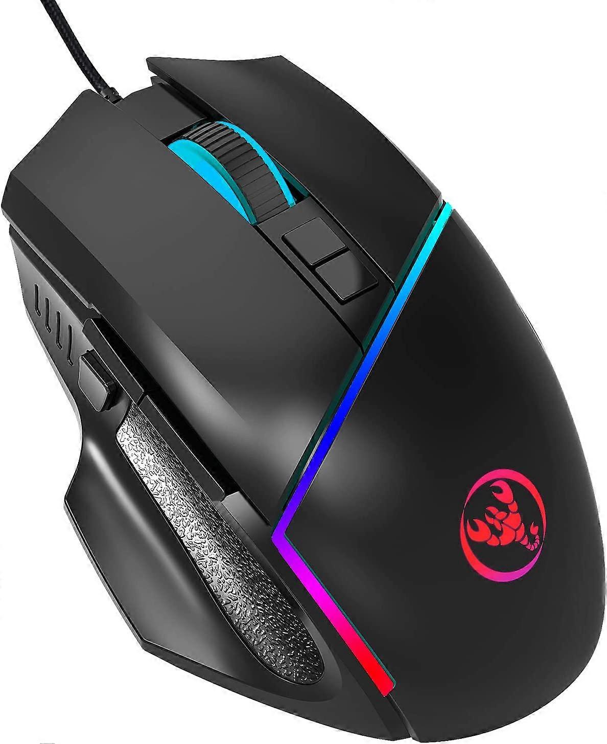 Other Home Automation Accessory Wired Gaming Computer Mouse, 8 Buttons 6400 DPI Breathing Decor Light Front Back Shortcut Keys, Desktop Mouse Hotkey (