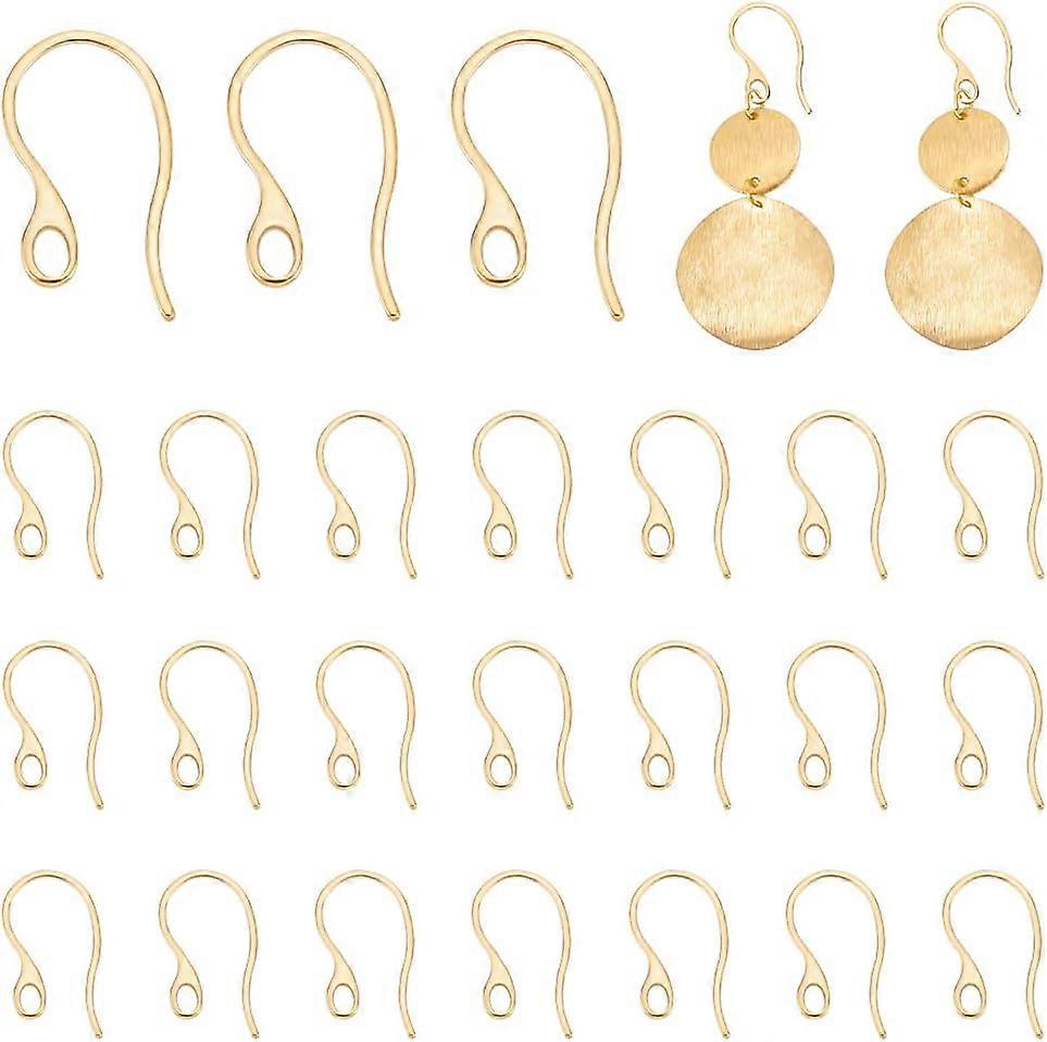 Ion Plating(IP) 304 Stainless Steel Earring Hooks Ear Wire with Loops Golden 22x11.5x1mm 18 Gauge Hole: 2.5x3.5mm 80Pcs/box