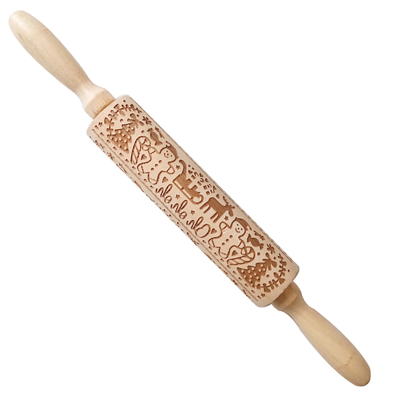 Rodillo de madera 3D de Navidad con patrón navideño