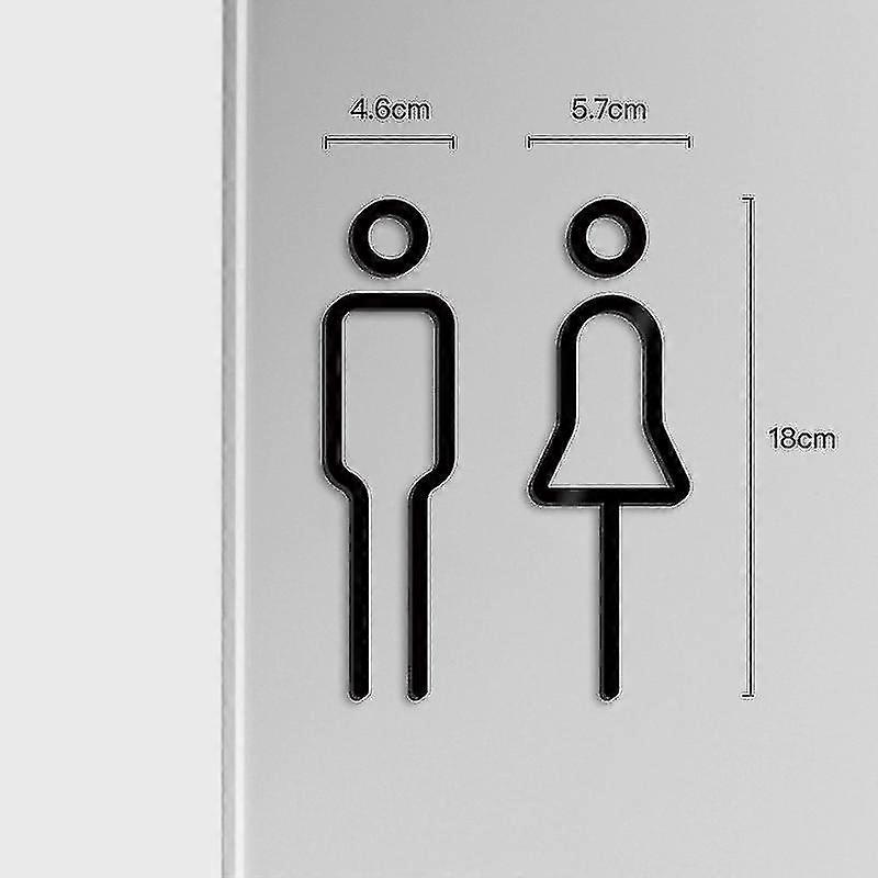 Férfi Nő Fém Fali Tábla WC Ajtólap Mosdó Címke Wc Signage Board - Plakkok Táblák Ezüst-MXBC