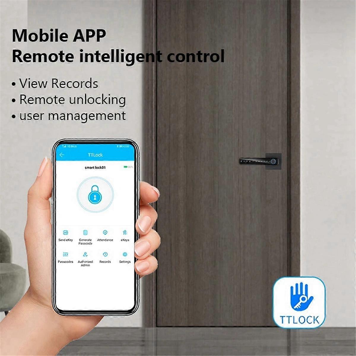 Biometric Fingerprint Smart Home Door Lock Password Electronic Digital Lock Control Black (C)