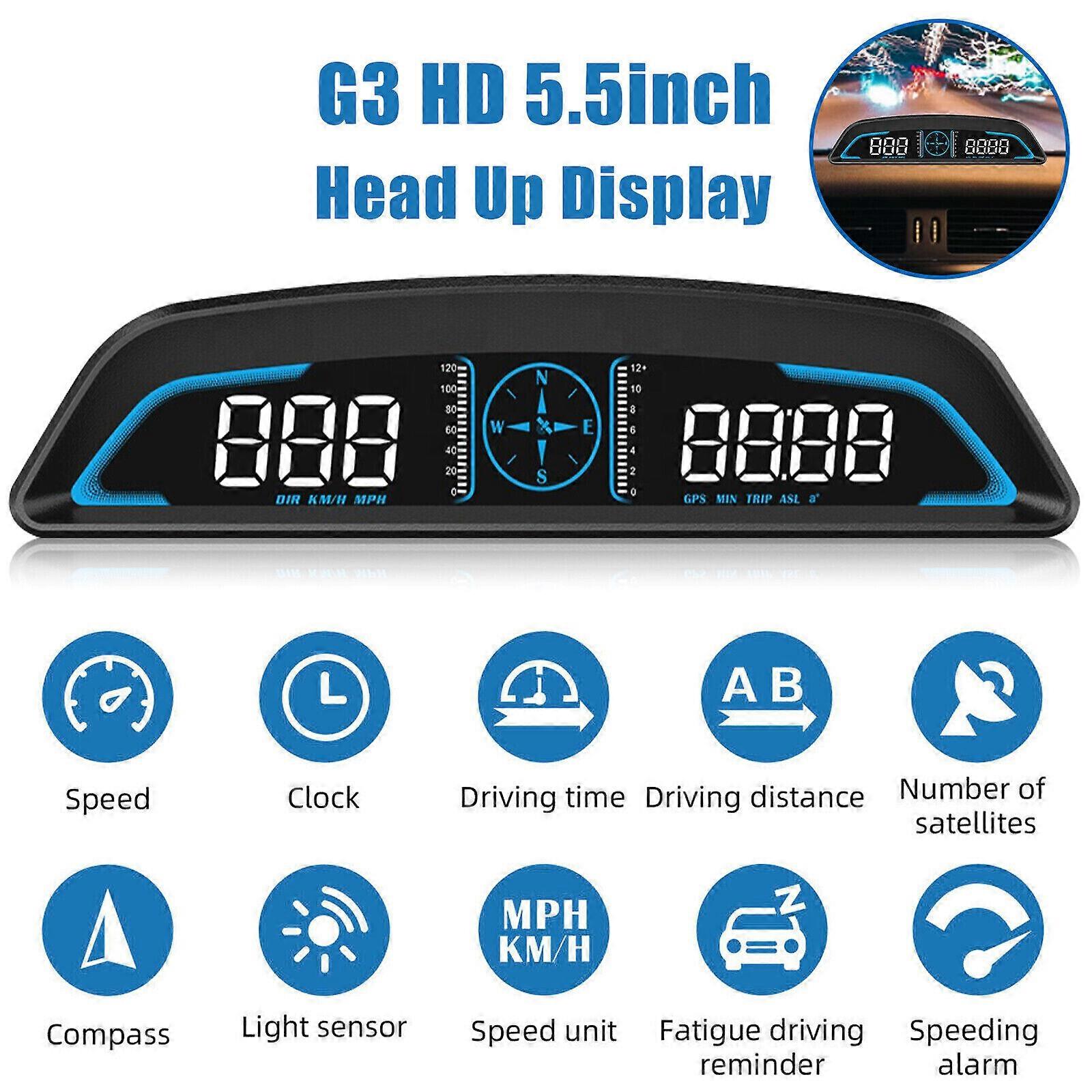 G3 GPS Car HUD Speedometer Head Up Display Digital Reminder Alarm, Speedometer, Electronics Accessories For All Cars