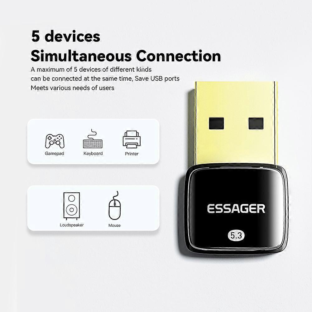 USB Adapter Dongle Support Windows 8.1/10/11 Music Audio Receiver Transmitter Bluetooth-Compatible 5.3 for PC Laptop Speaker