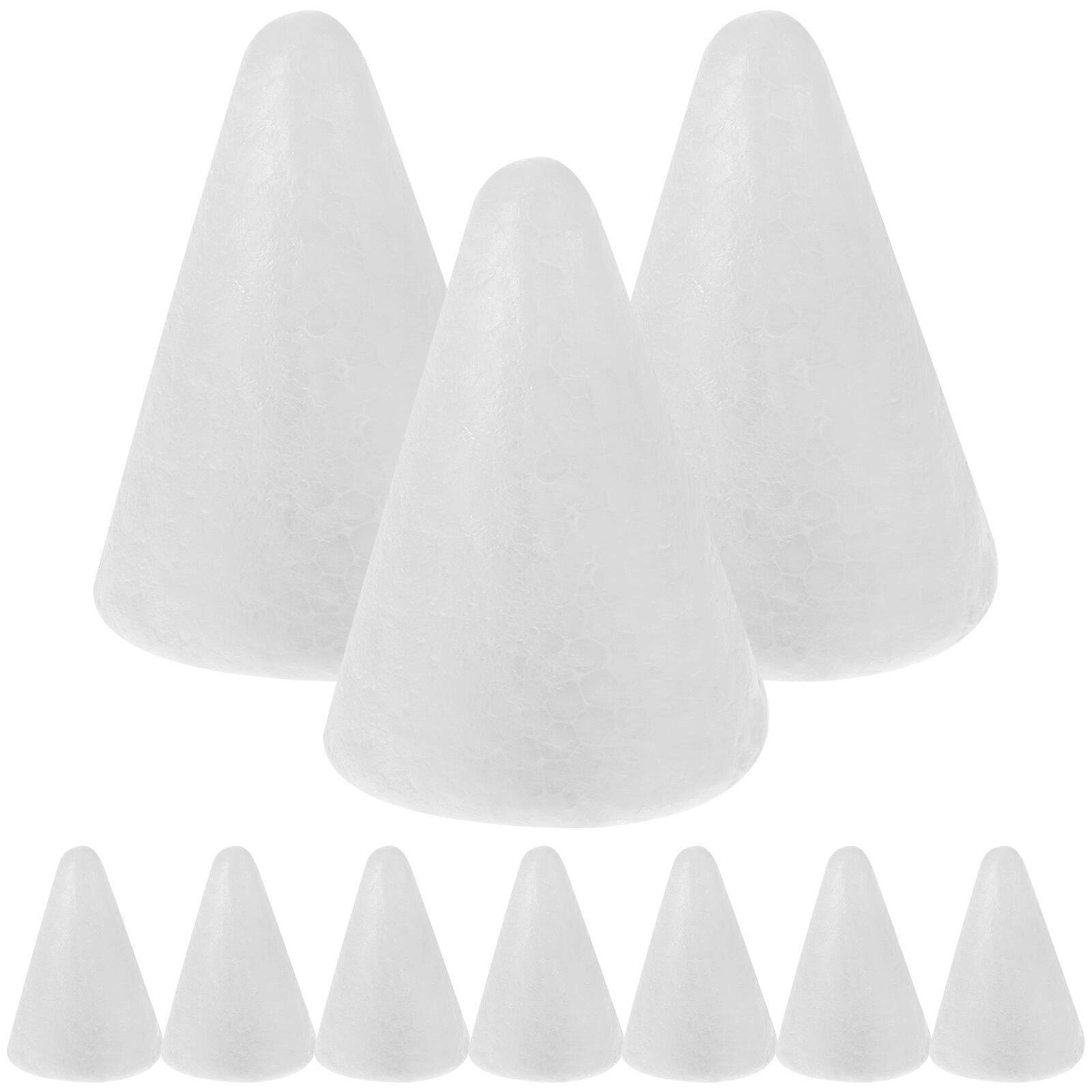 10pcs Kids DIY Craft Cone Accessories Christmas Cone Handmade White Solid Cone (10x7cm)