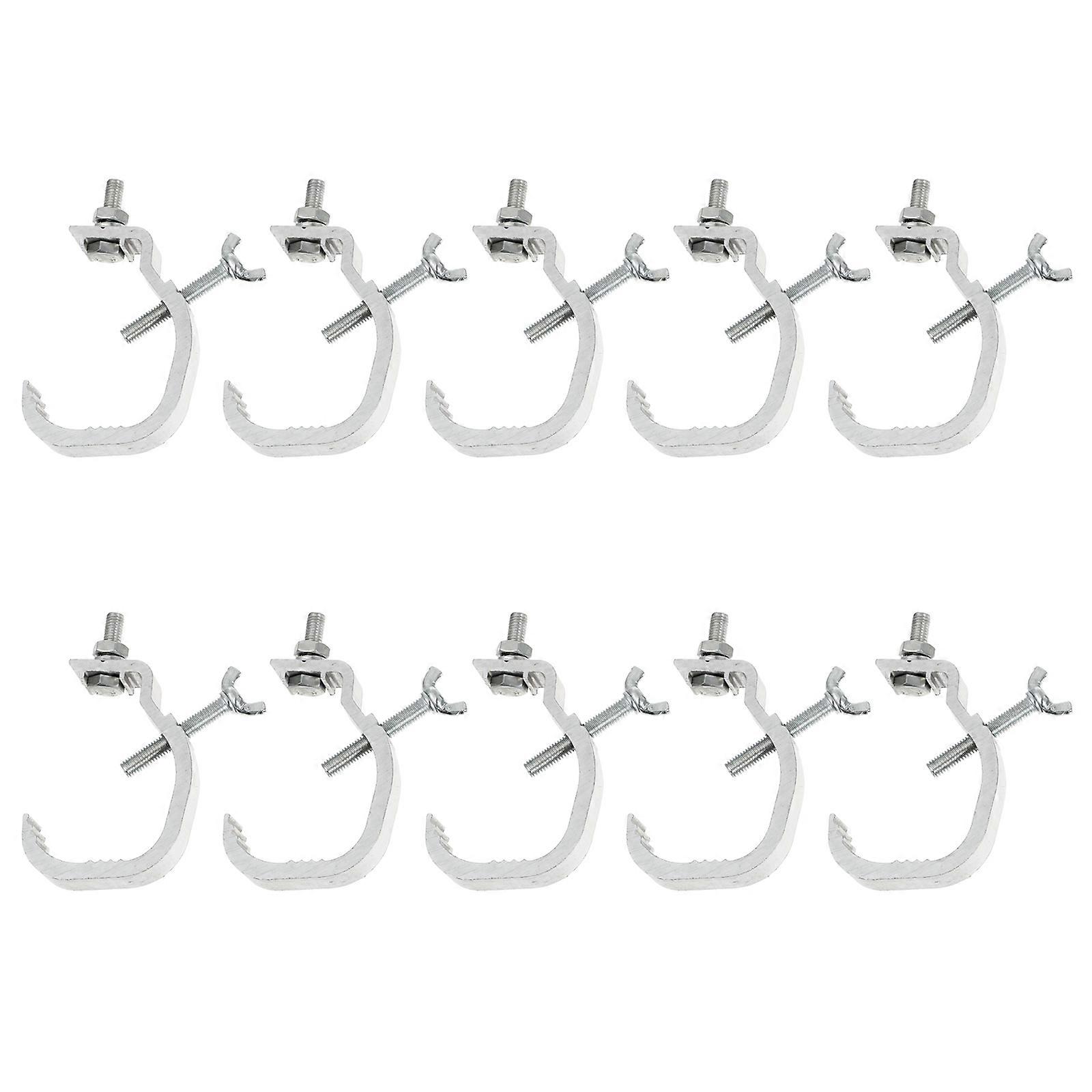 10pcs Hanging Light Hooks Durable Stage Light Clamps Light Clamps Silver