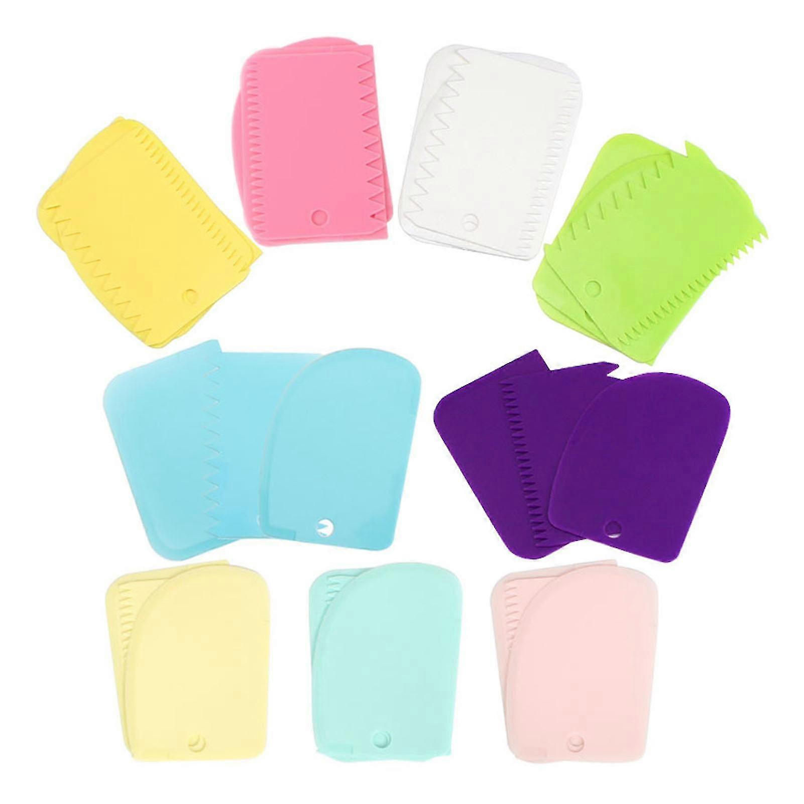6pcs Plastic Baking Scraper Set Sharp Serrated Thick Cake Scraper For Square Cakes Mousse Cakes