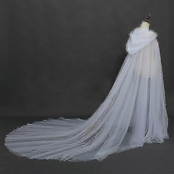 Capa de capa de casamento com capuz de capela mantilla