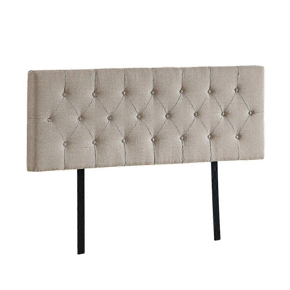 Palermo Linen Fabric Queen Bed Deluxe Headboard Bedhead Beige Headboards & Footboards