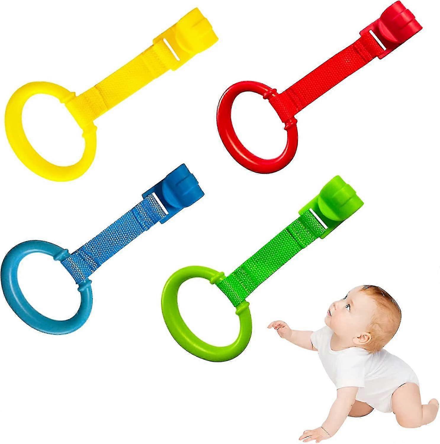 4pcs Crib Pull Ring Baby Assisted Standing Hand Pull Ring Tool Walking Training Tool