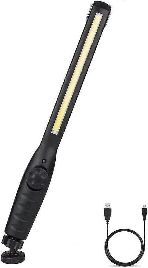 Work light rechargeable COB work light, slim USB inspection light LED work light with rotary switch and 360 rotating magnetic base and hook for auto r