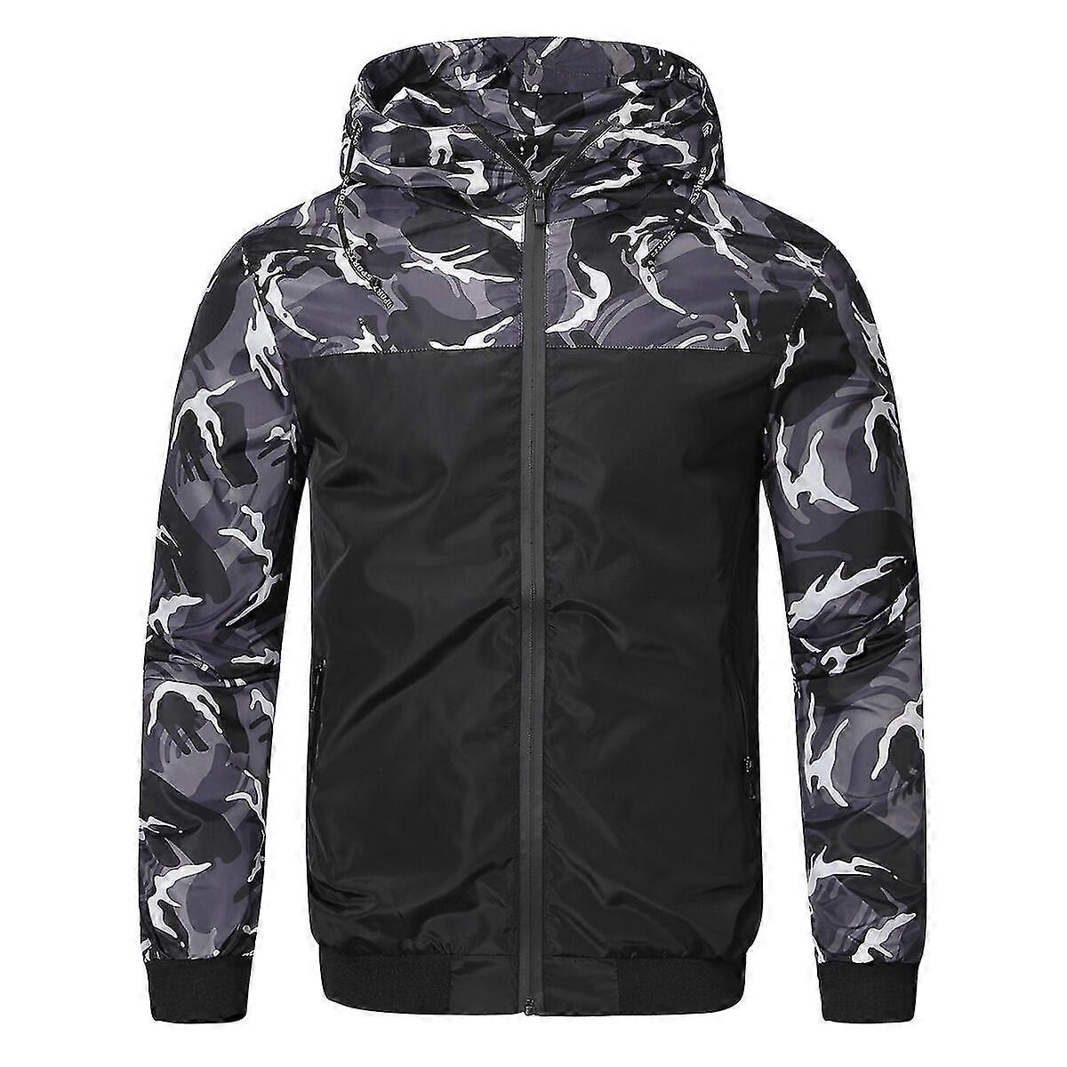 Mens Hooded Waterproof Jacket Rainproof Lightweight Coat