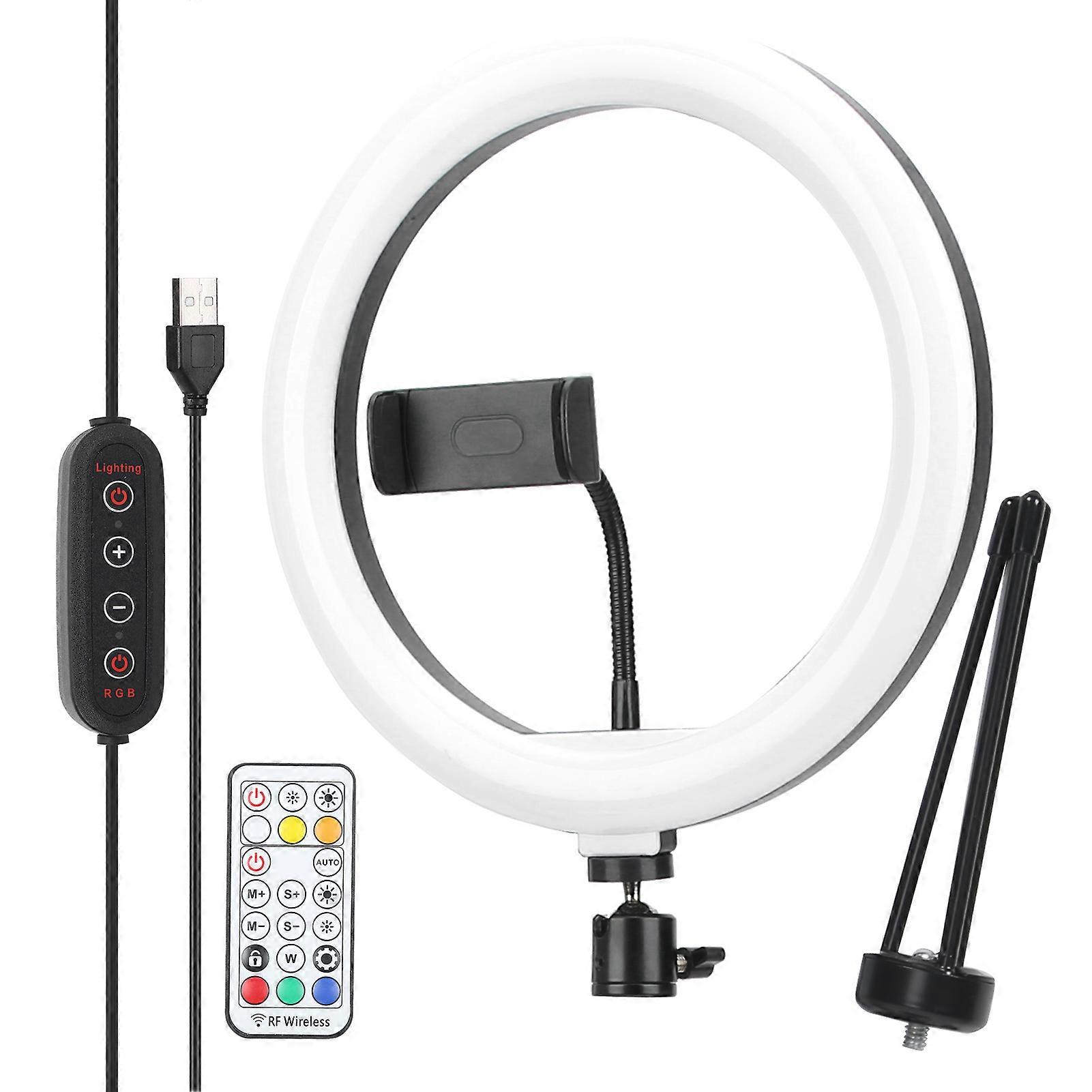 10in LED Fill Light RGB Ring Light with Desktop Tripod for Live Stream Photography