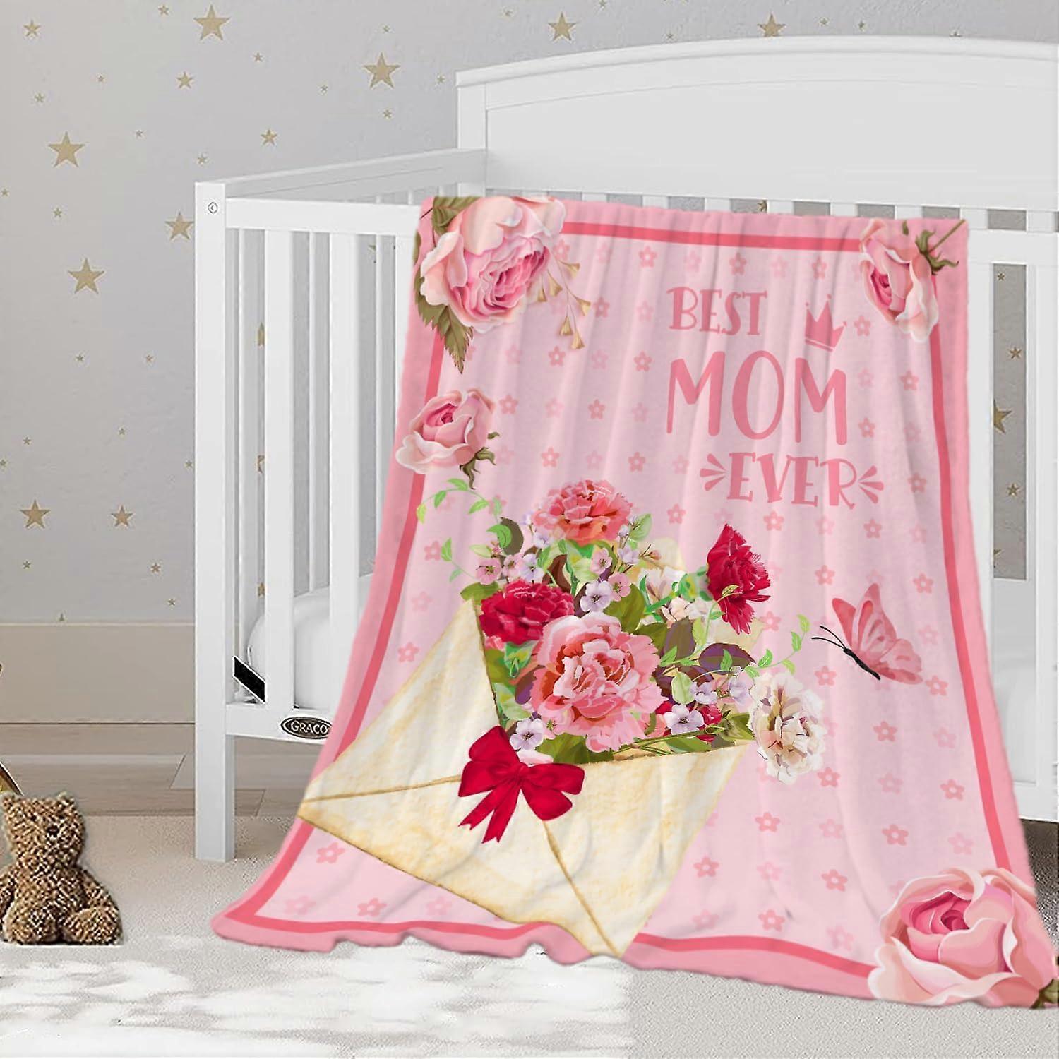 أمي بطانية هدية عيد الأم بطانية من ابنة ابن عيد ميلاد عيد الحب لأمي الجدة النساء تحبك رسالة إلى أمي ناعمة أريكة سرير أزهار صغير