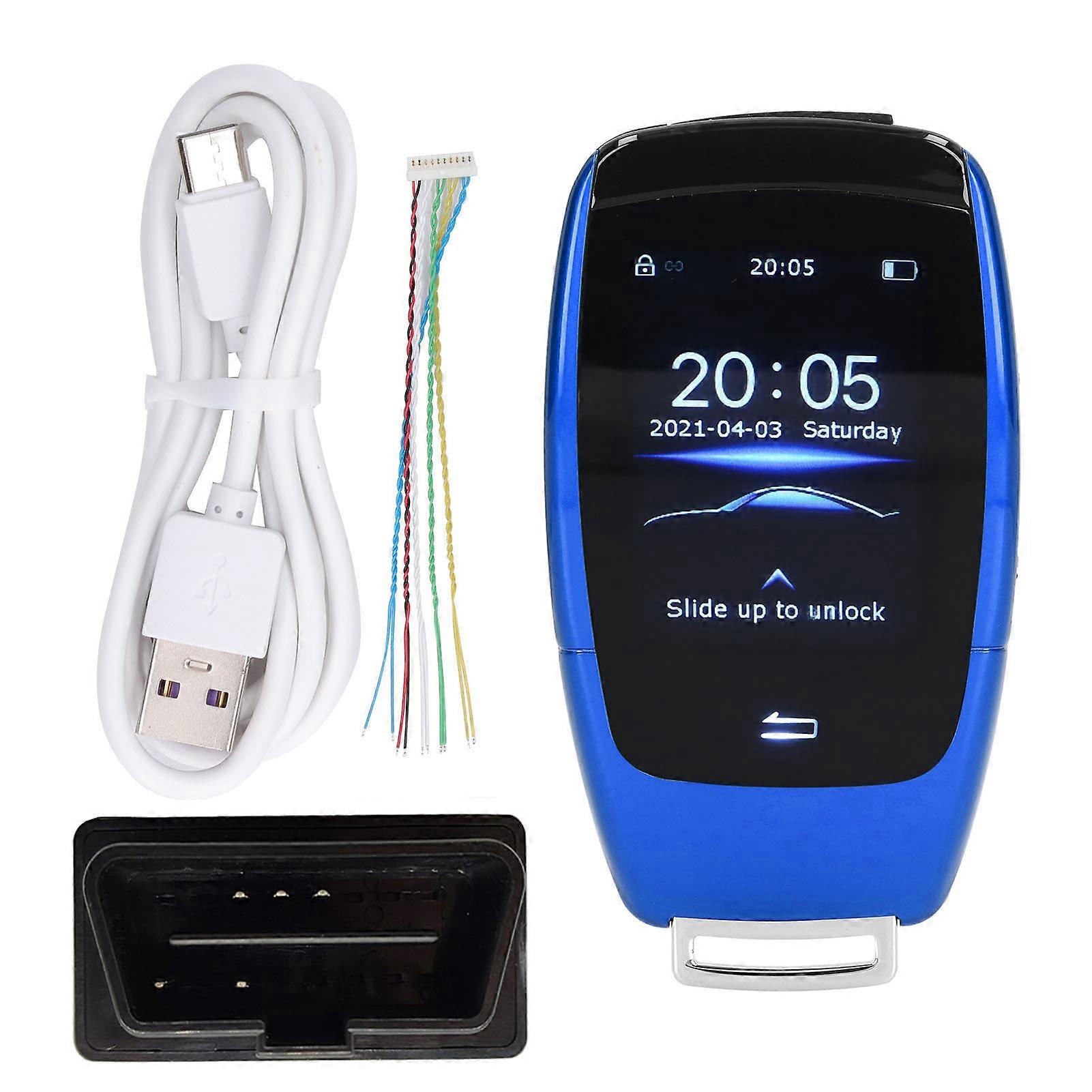 Universal TK900 LCD Touch Screen Smart Key Remote Keyless Entry for Start Stop Engine Button Models Blue