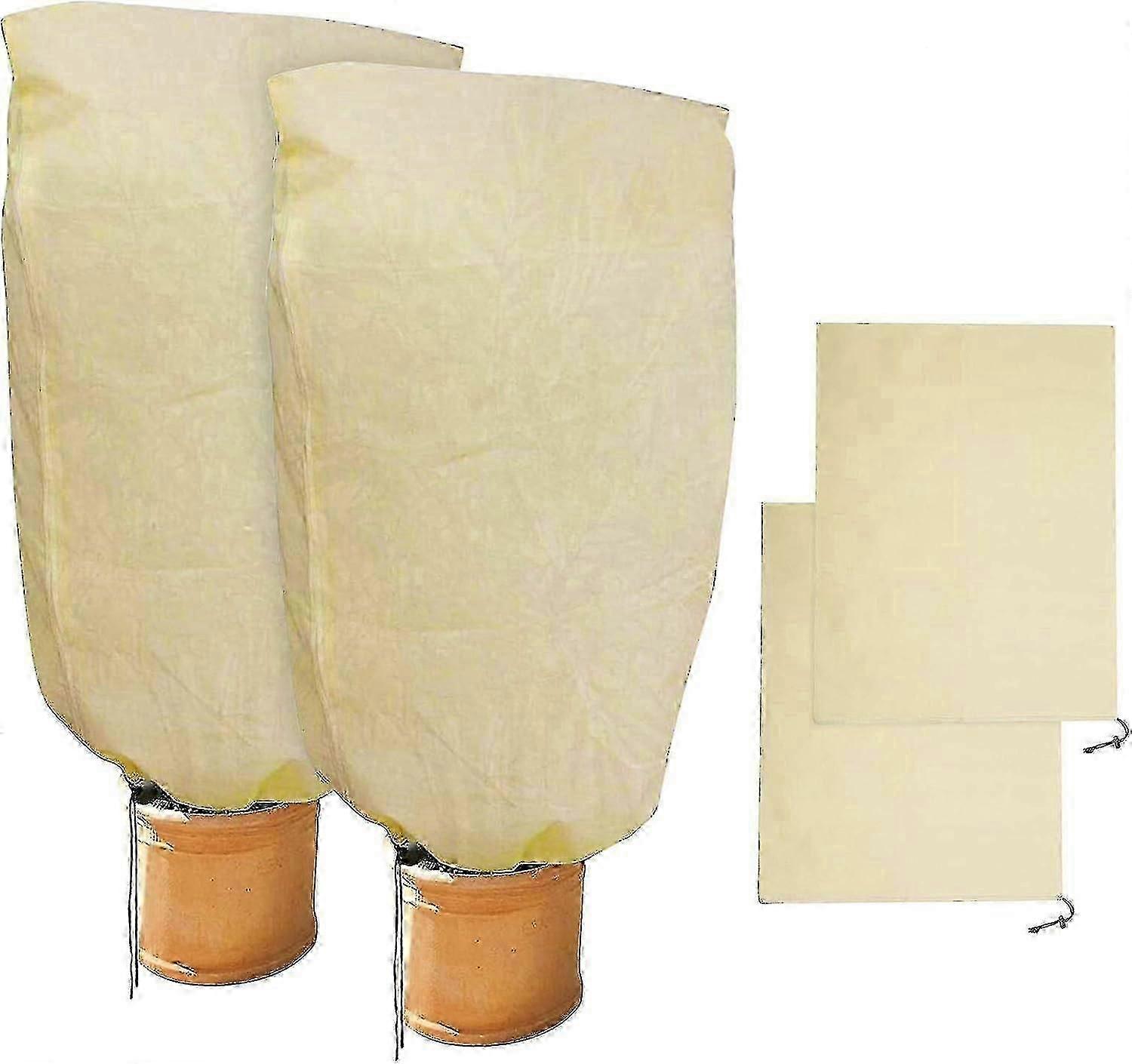 植物のための冬の保護の部分鉢植えの植物袋のための冬の保護、ベージュ、固体、100 x 80 cm