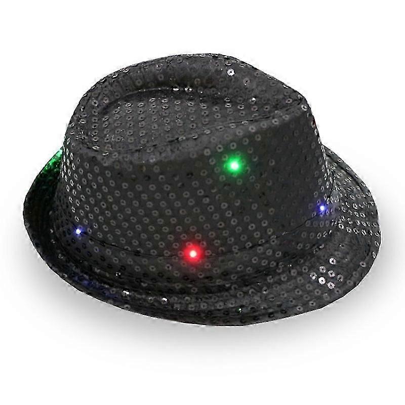 Adult 9 -color LED lamp sequins Performance Jazz cap (black) 1 pieces