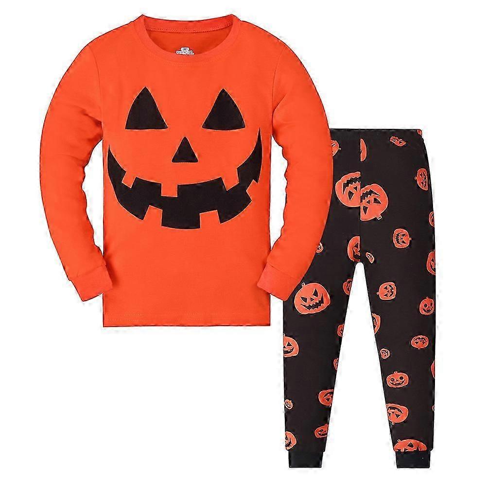 Halloween Toddler Enfants Garçons Filles Squelette/Citrouille Imprimé Pyjama Pyjama PJs Set Manches Longues Tops Pantalons Vêtements de nuit Vêtements de nuit