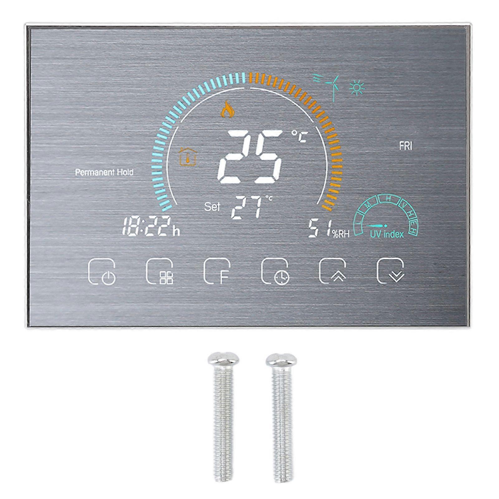 Termostat Wifi APP Control vocal cu interfață cazan LCD Controler de temperatură pentru casă argintiu periat AC 95240V