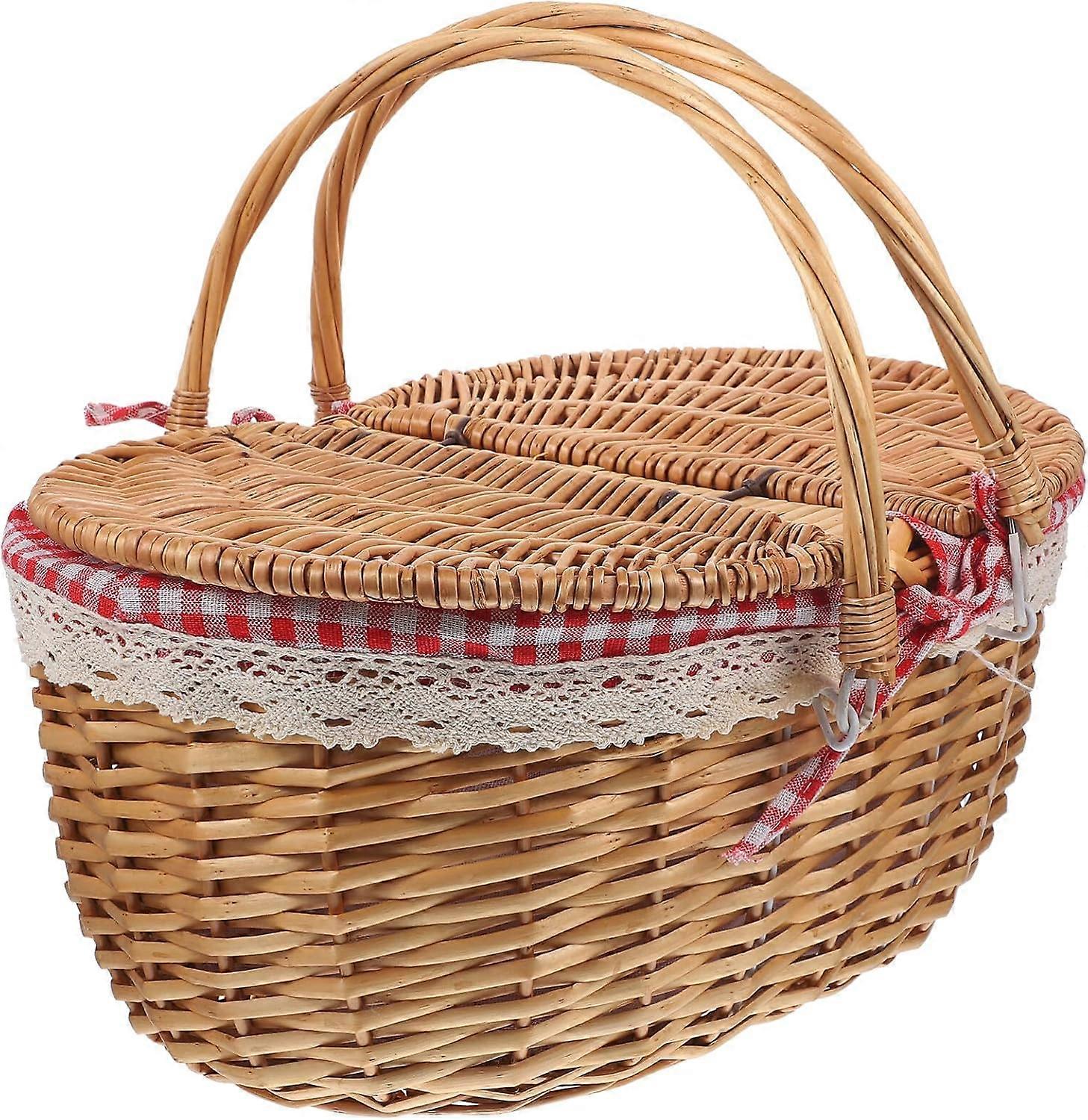 Wicker Picnic Basket, Rustic Style, Ideal for Outdoor Camping Adventures